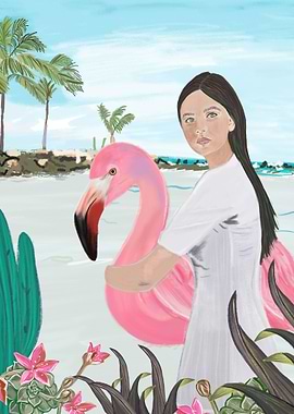 Holiday with flamingo