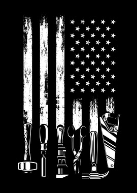 American Flag Garage Tools