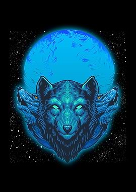 Moon Howling Wolves Winter