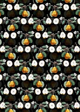 Black Floral Pear Pattern