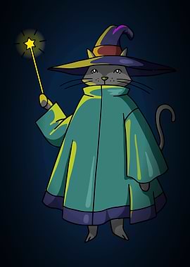 Cute Cat Magician Wizard