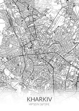 Kharkiv City Map White