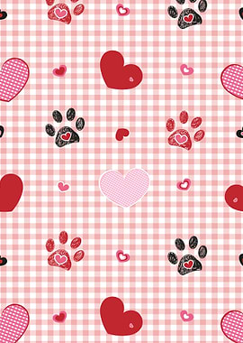 Hearts with paw prints