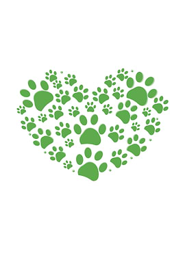 Heart made of green paw