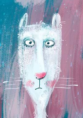 Dazed white cuddly cat