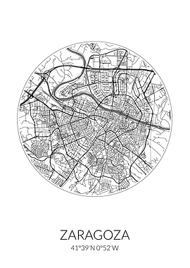 Zaragoza City Map White