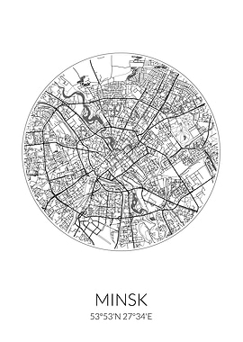 Minsk City Map White