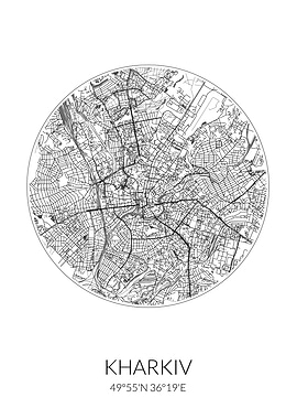 Kharkiv City Map White