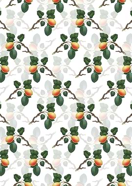 White Floral Pear Pattern