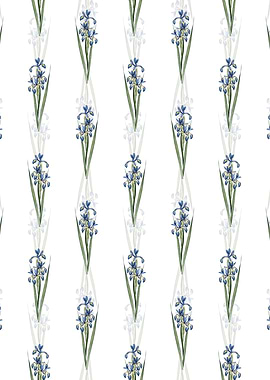 Floral Blue Iris Pattern