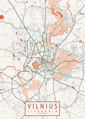 Vilnius City Map Bohemian