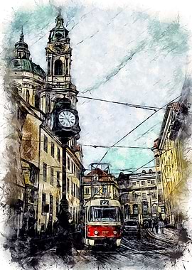 Prague Streets Watercolor