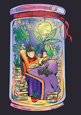 Girl reading books Poster