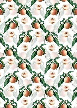 White Floral Peach Pattern