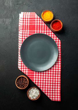 Black round platter