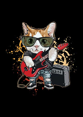 Rock and Roll Guitar Cat