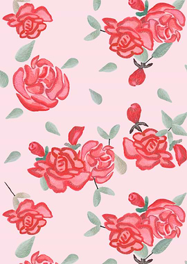 Watercolor red roses