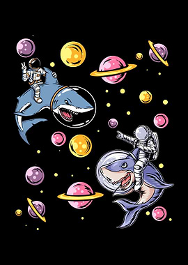 Astronaut riding Sharks