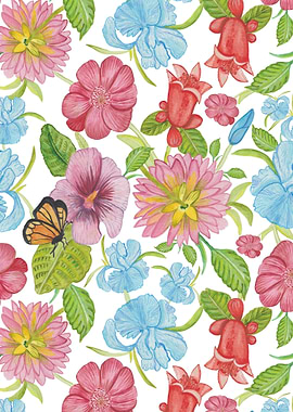 Watercolor spring flowers