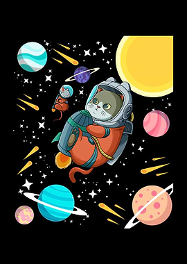 Cute Space Cat Astronaut
