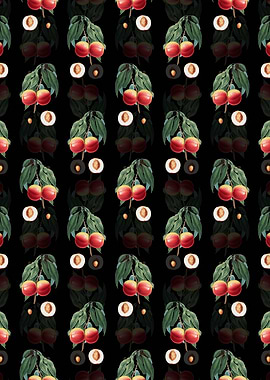 Black Floral Peach Pattern