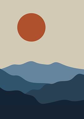 Blue Mountain with Sun