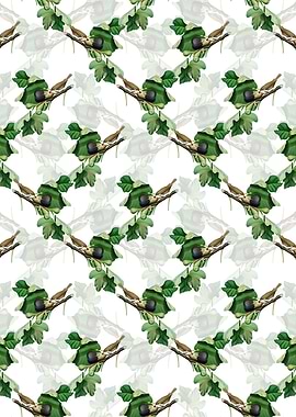 White Fig Branch with Bird