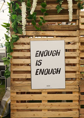 Signs on wooden pallets