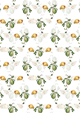 White Floral Pear Pattern