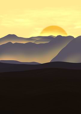 Sunset Through Mountains