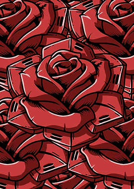Cyborg Red Rose Cyber Punk