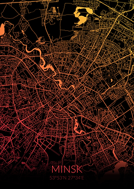 Minsk Map Black Orange