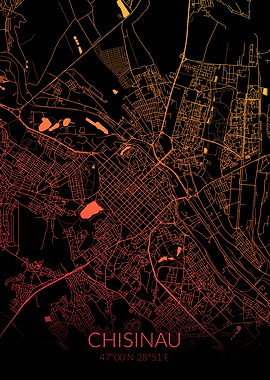 Chisinau Map Black Orange