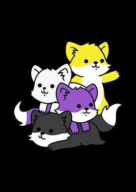 Kawaii Fox Pile Nonbinary