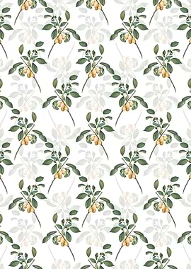 White Floral Plum Pattern