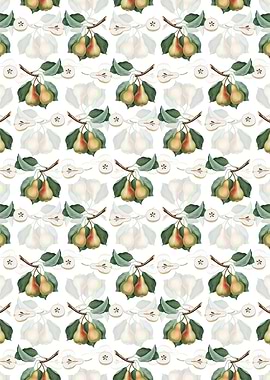 White Floral Pear Pattern