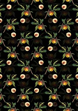 Black Floral Peach Pattern
