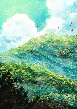 The green meadow hills