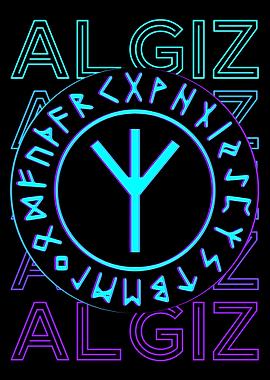 Algiz Rune Viking Retro