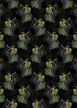 Floral Black Grape Pattern