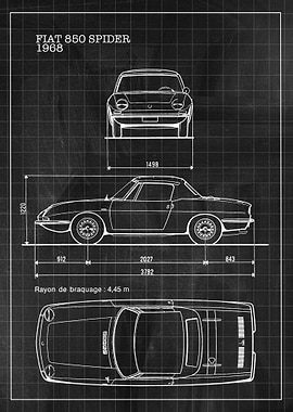 Blueprint Fiat 850 Spider