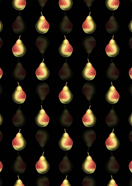 Black Floral Pear Pattern