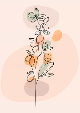 Spring flower line drawing
