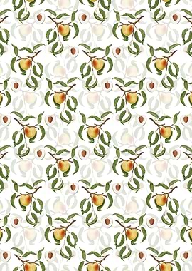 White Floral Peach Pattern