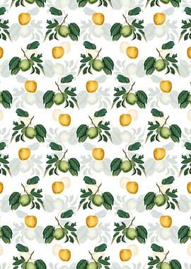 White Floral Apple Pattern