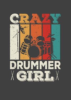 Crazy Drummer Girl Retro