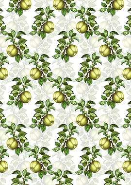 White Floral Apple Pattern