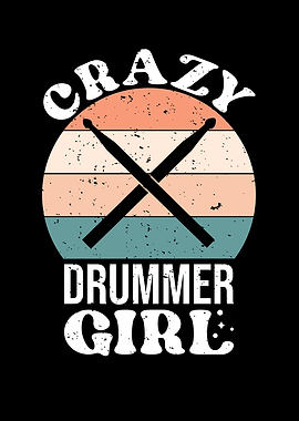 Crazy Drummer Girl Retro