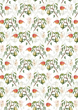 White Floral Pear Pattern