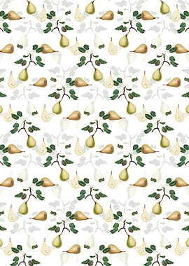 White Floral Pear Pattern